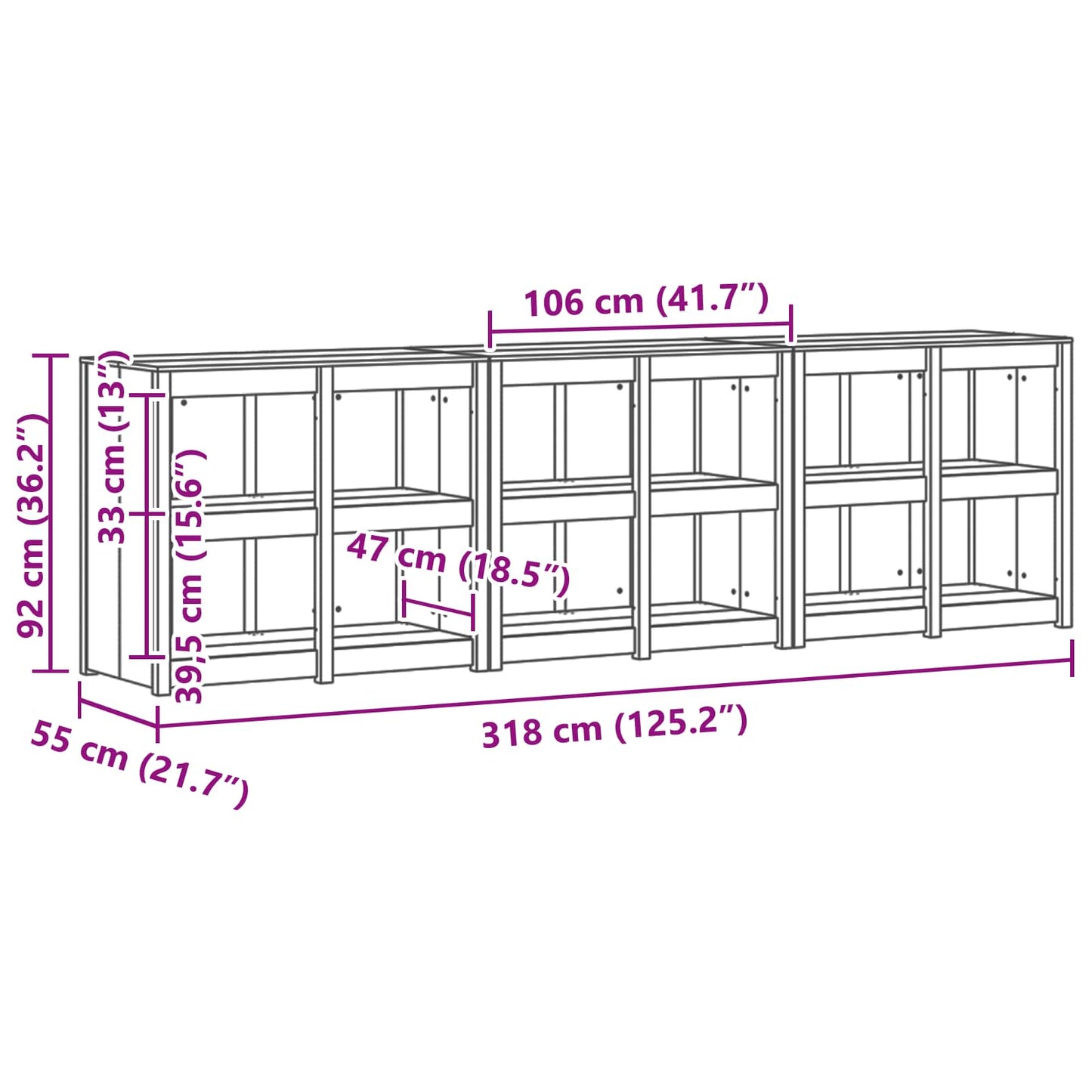 Outdoor Kitchen Cabinet MEPPEL 3 pcs White Solid Pine Wood
