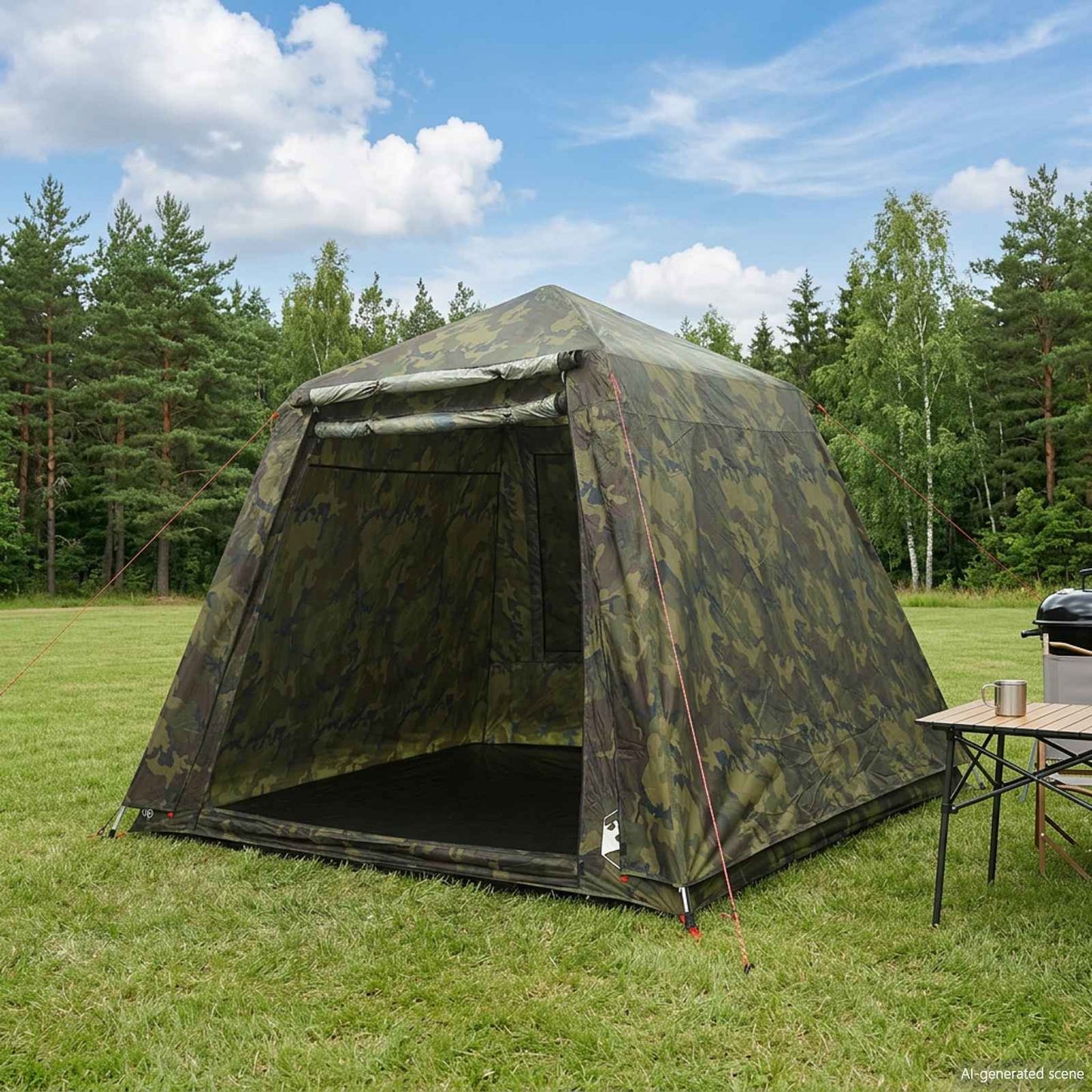 Fishing Tent Quick Release 4-Person Light Camouflage