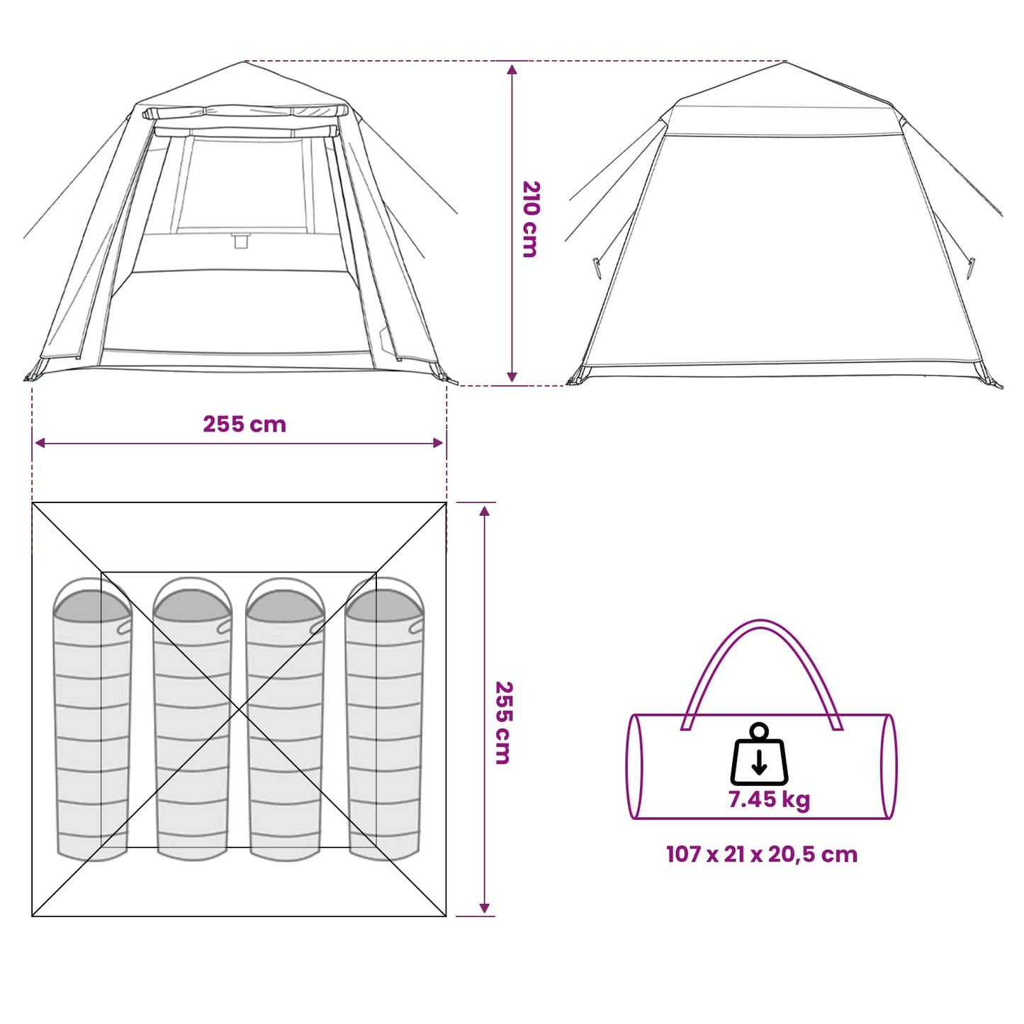 Fishing Tent Quick Release 4-Person Light Camouflage
