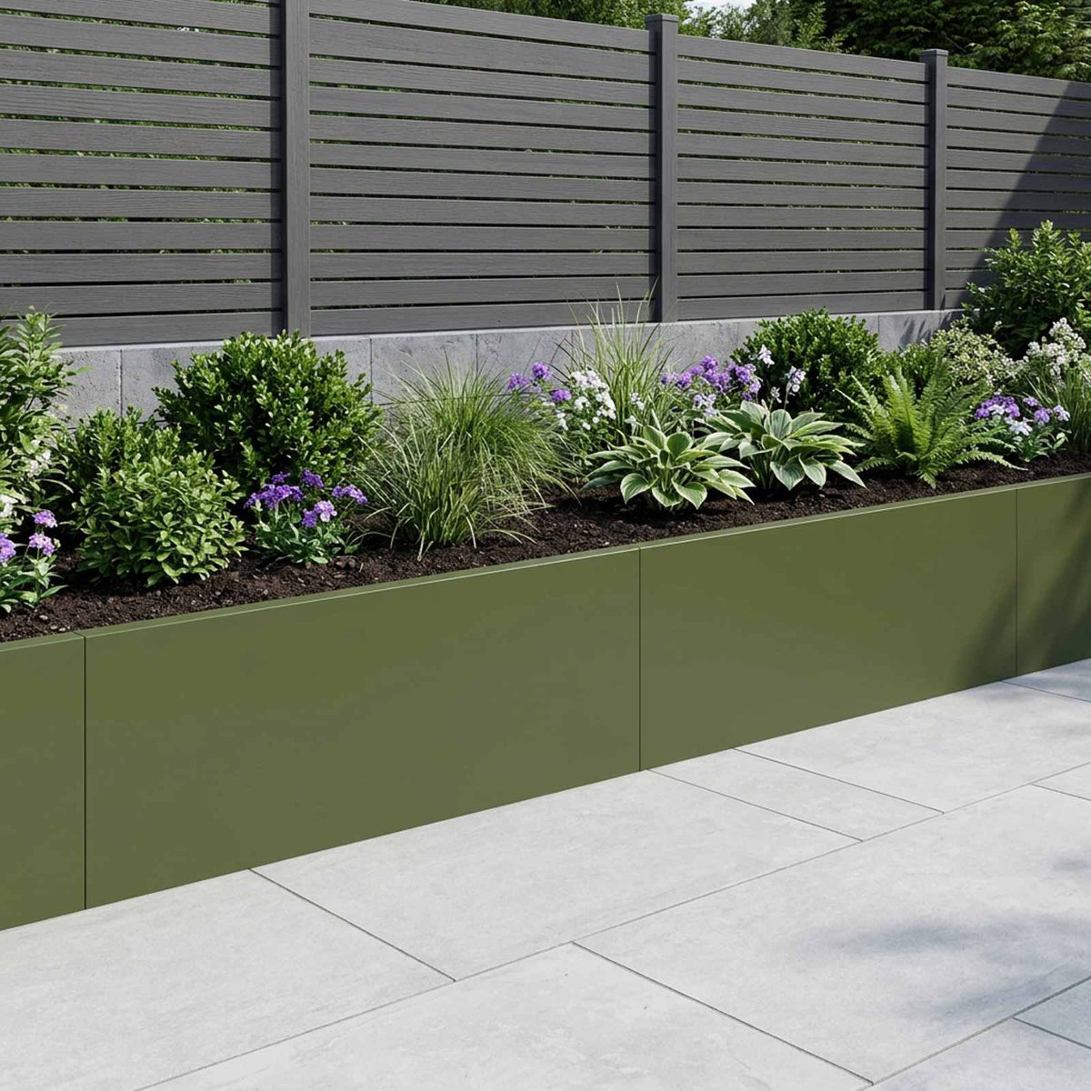 Retaining Wall 2 pcs 100 x 12 x 40 cm Steel Olive Green