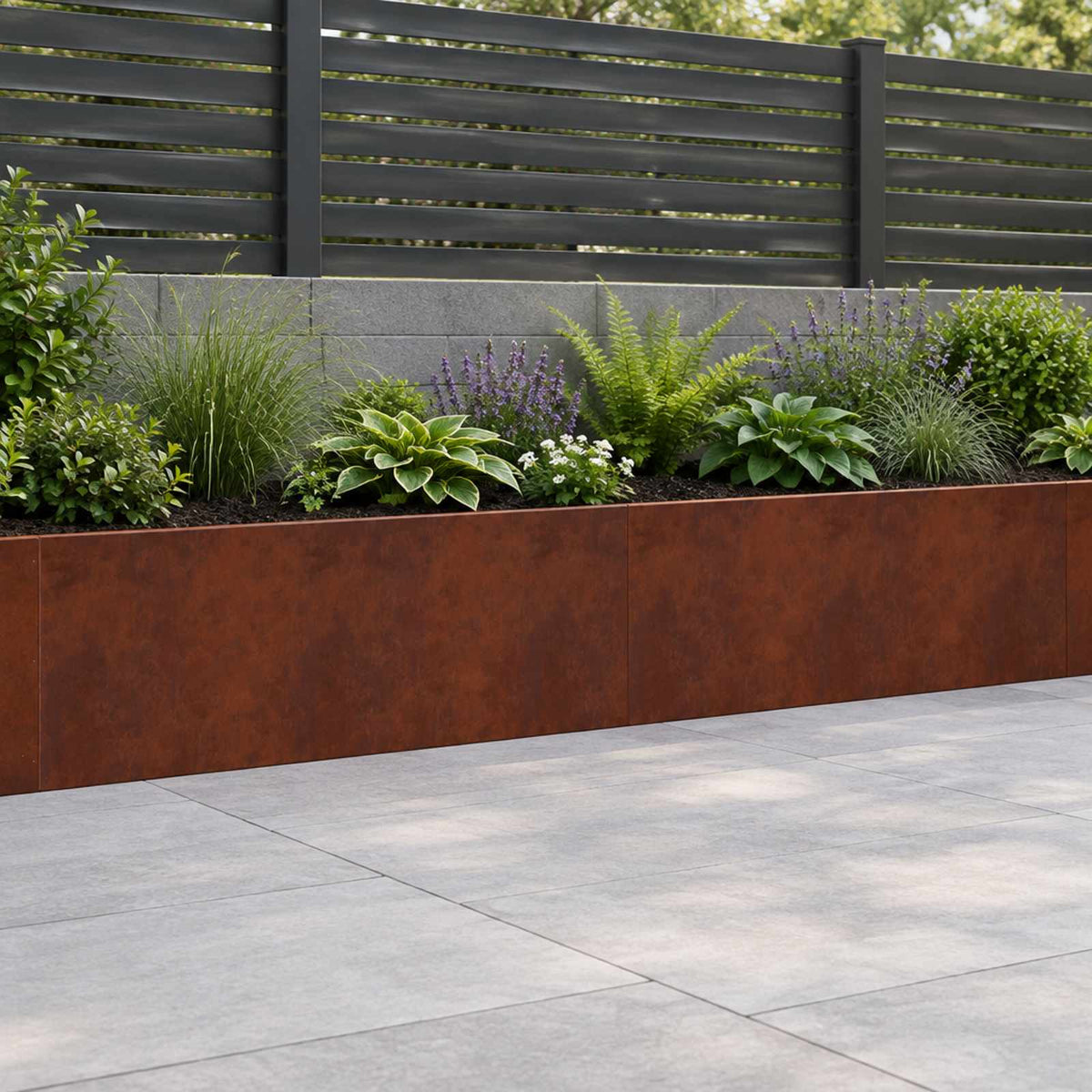 Retaining Wall 2 pcs 100 x 12 x 30 cm Weathering Steel Rusty