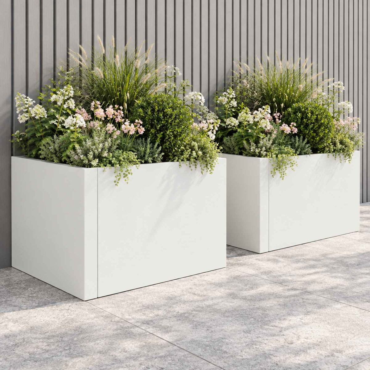 Retaining Wall 2 pcs 50 x 50 x 30 cm Steel White