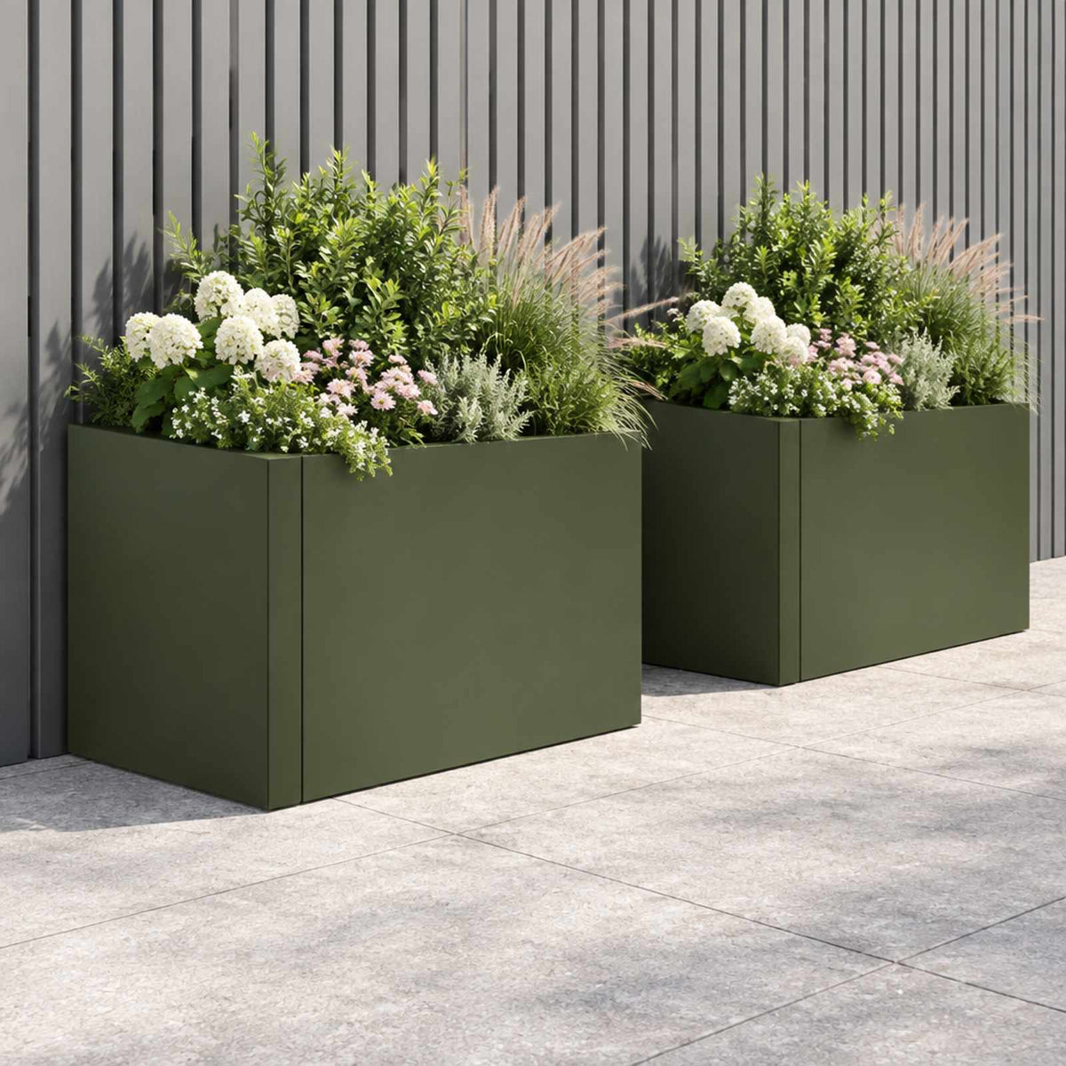 Retaining Wall 50 x 50 x 50 cm Steel Olive Green