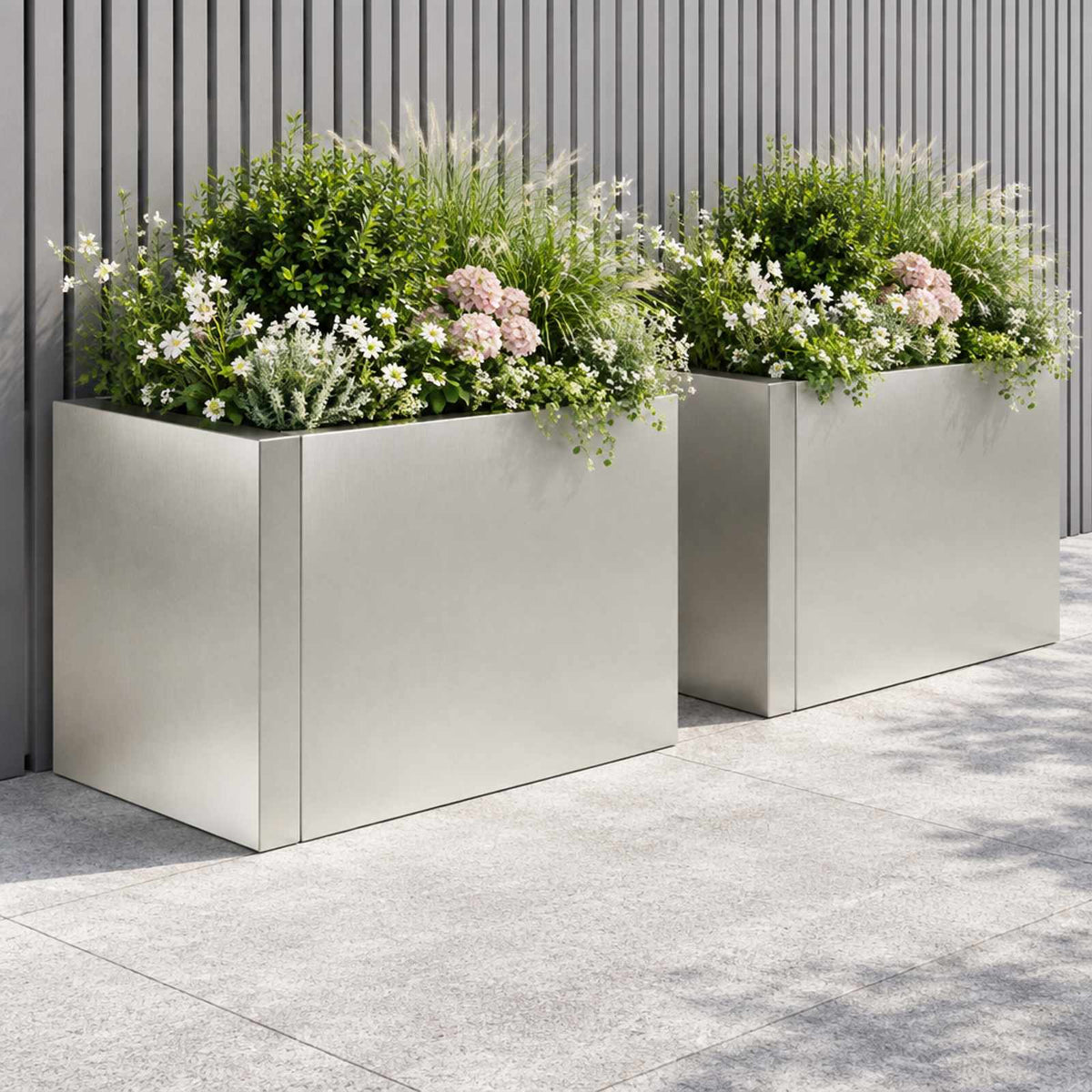 Retaining Wall 2 pcs 50 x 50 x 40 cm Stainless Steel Silver