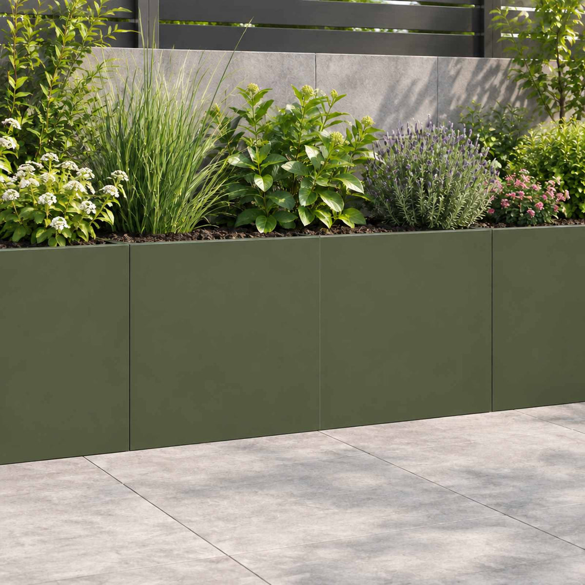 Retaining Wall 2 pcs 40 x 12 x 40 cm Steel Olive Green