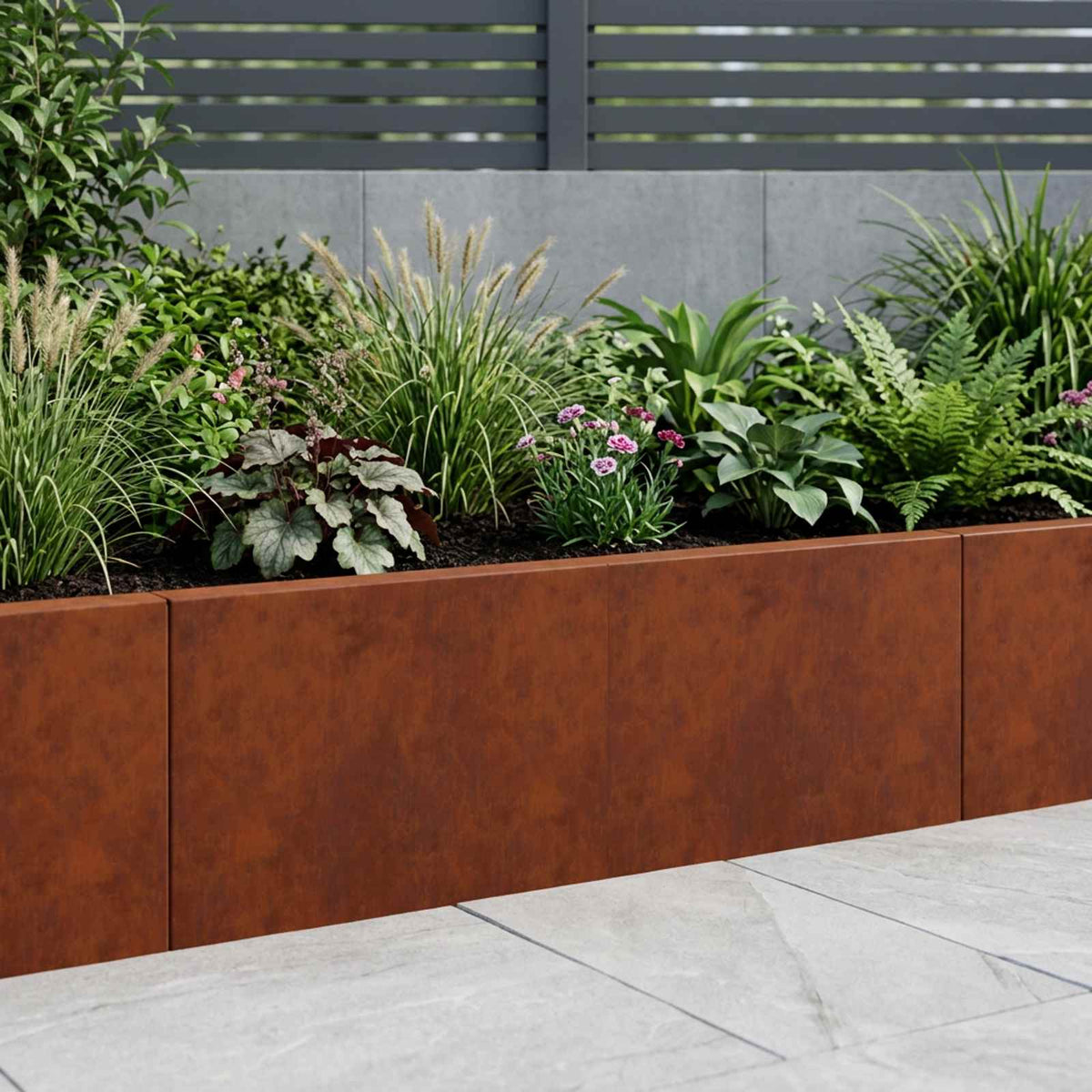 Retaining Wall 2 pcs 60 x 12 x 50 cm Weathering Steel Rusty