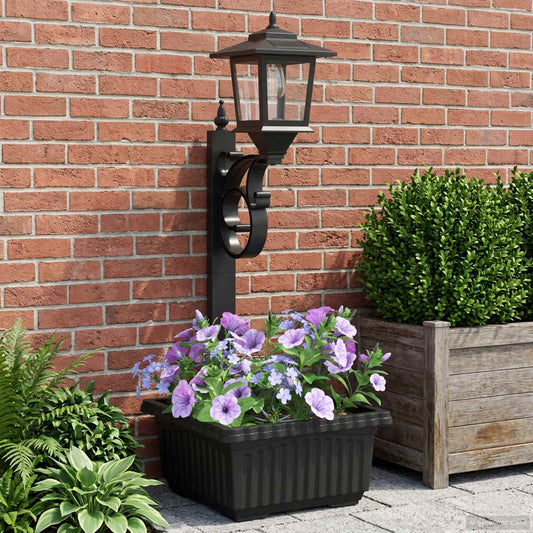 Bollard Light with Planter Black 29 x 28 x 74 cm ABS and PP