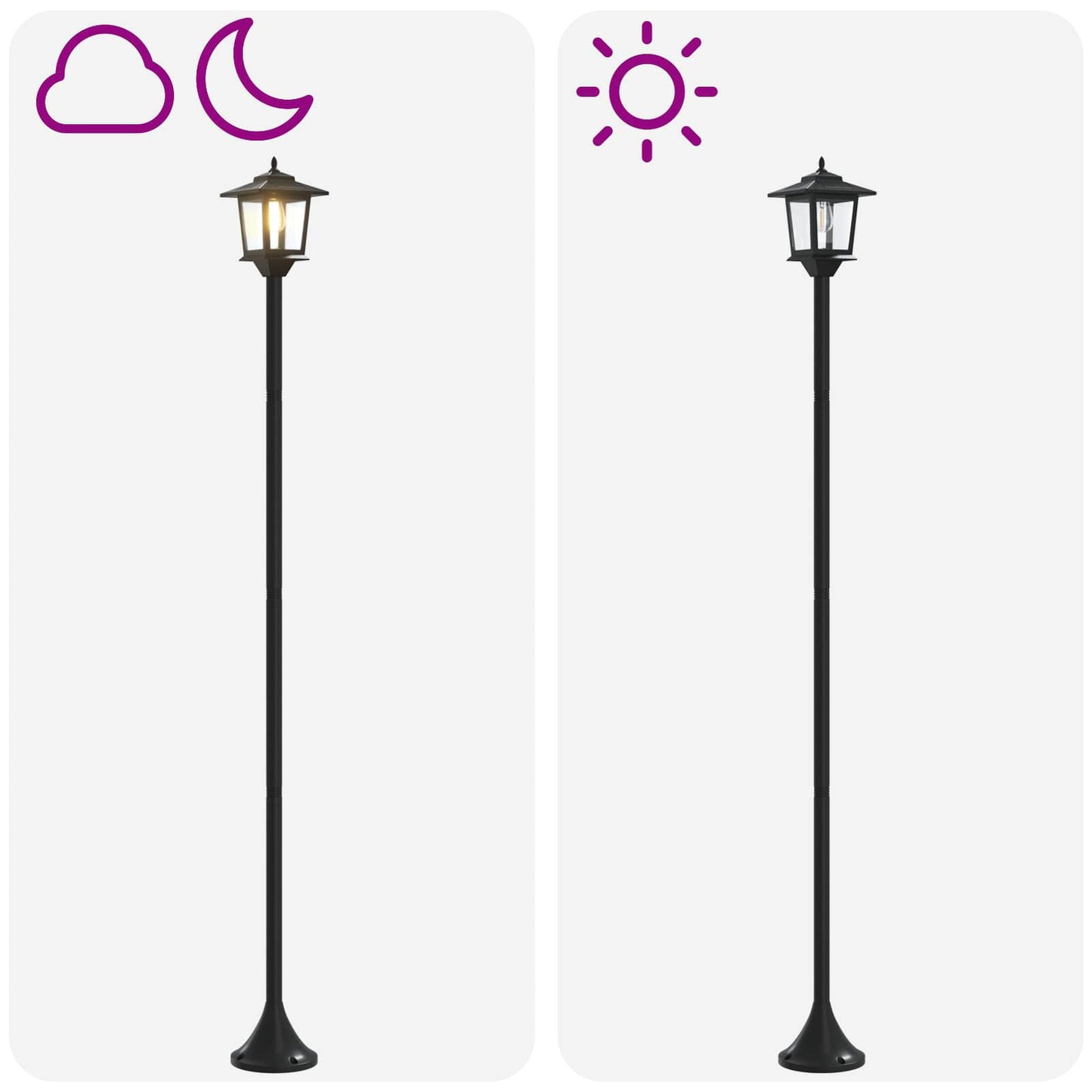 Lamp Post Set with LED Bulb 2 pcs Black 16 x 16 x 156 cm