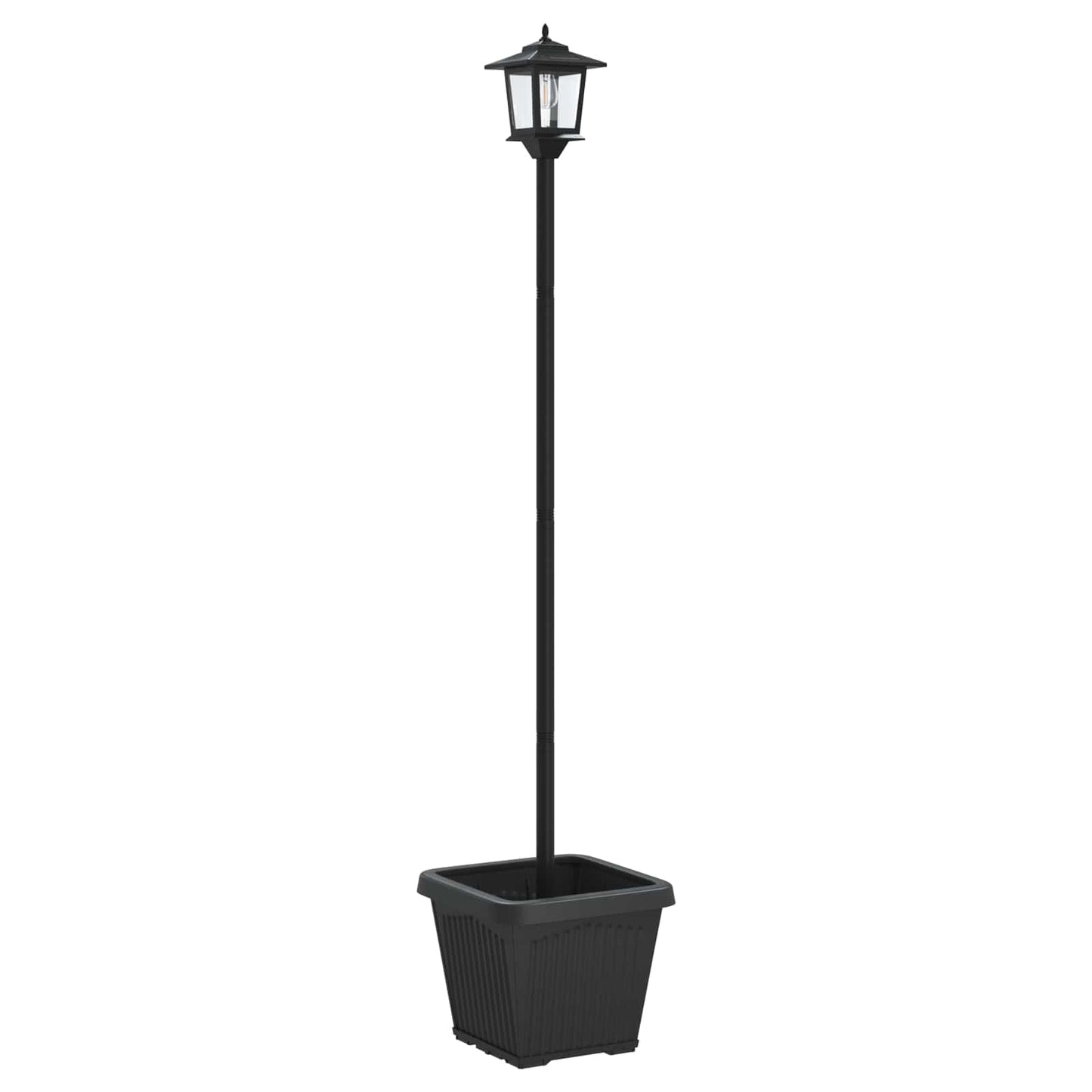 Solar Lamp Post with Planter Black 32 x 32 x 158 cm