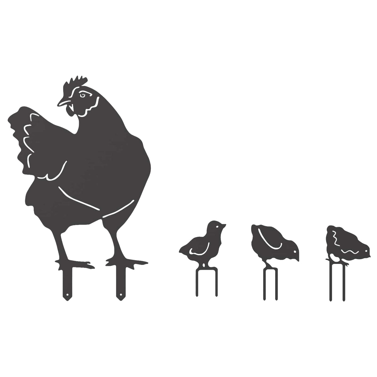 Garden Stake Set of 4 47.5 x 30 cm Steel Black