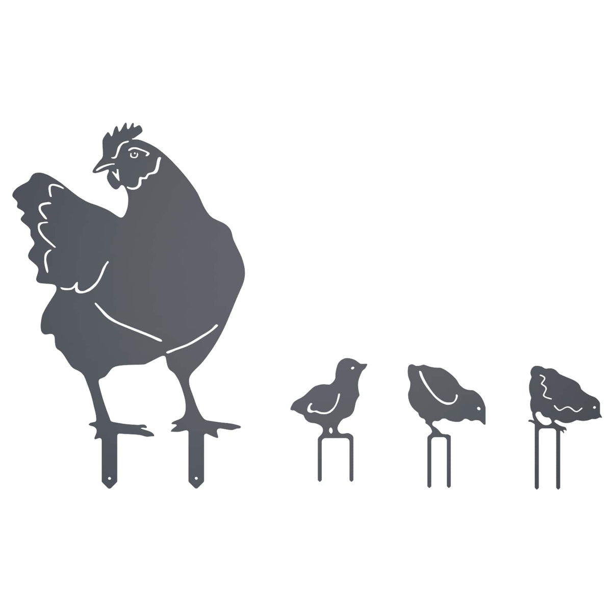Garden Stake Set of 4 47.5 x 30 cm Steel Anthracite