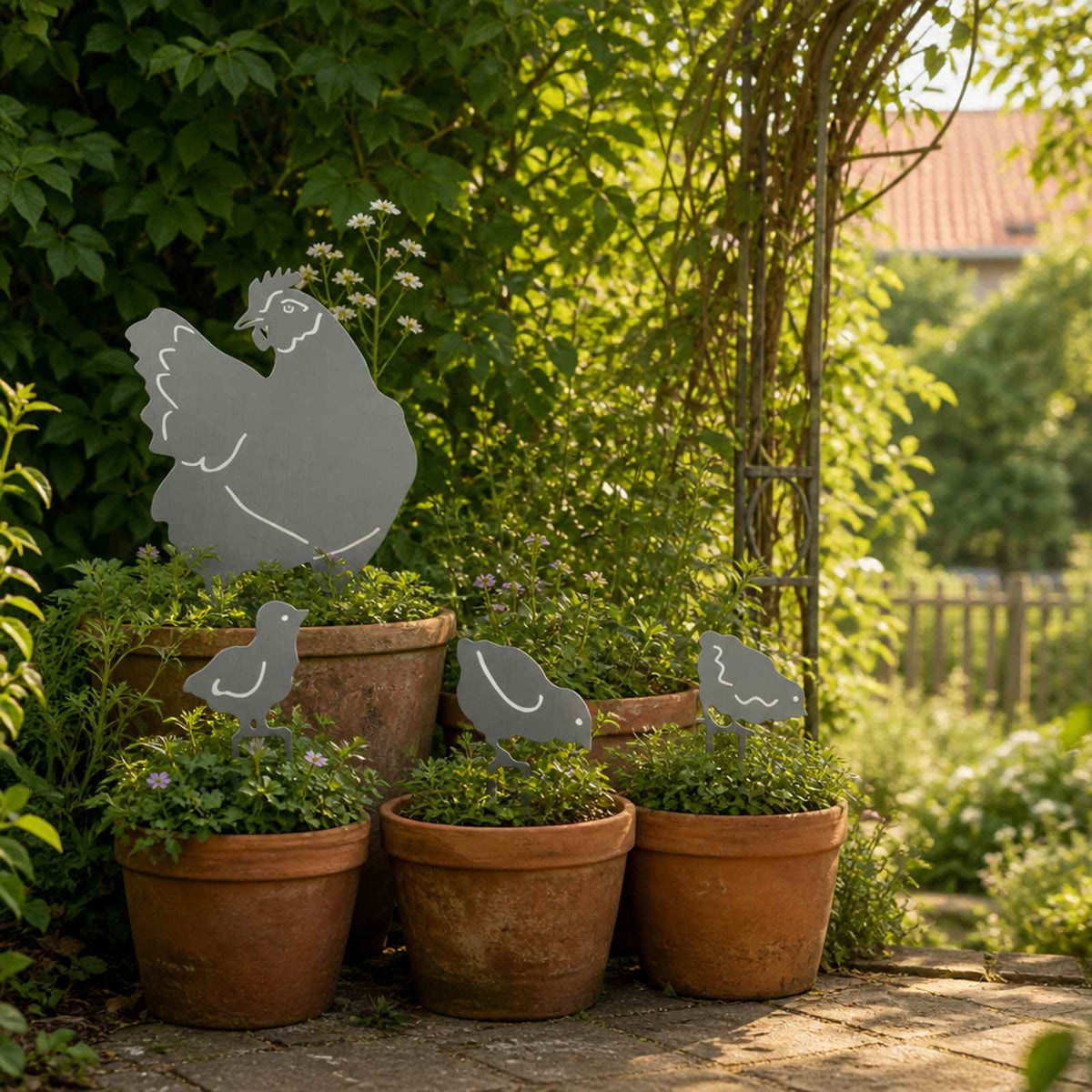 Garden Stake Set of 4 47.5 x 30 cm Galvanised Steel Silver
