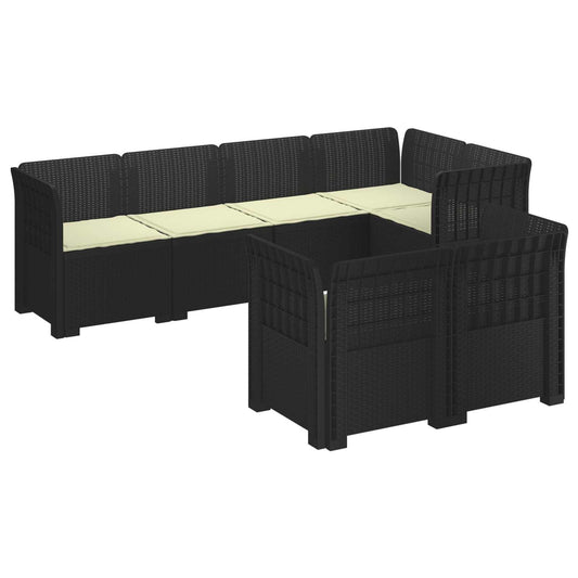 7-Seater Garden Sofa with Cushions Rattan Look PP Anthracite