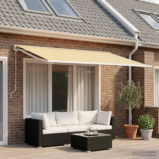 Awning Replacement Fabric Yellow and White 250 x 200 cm