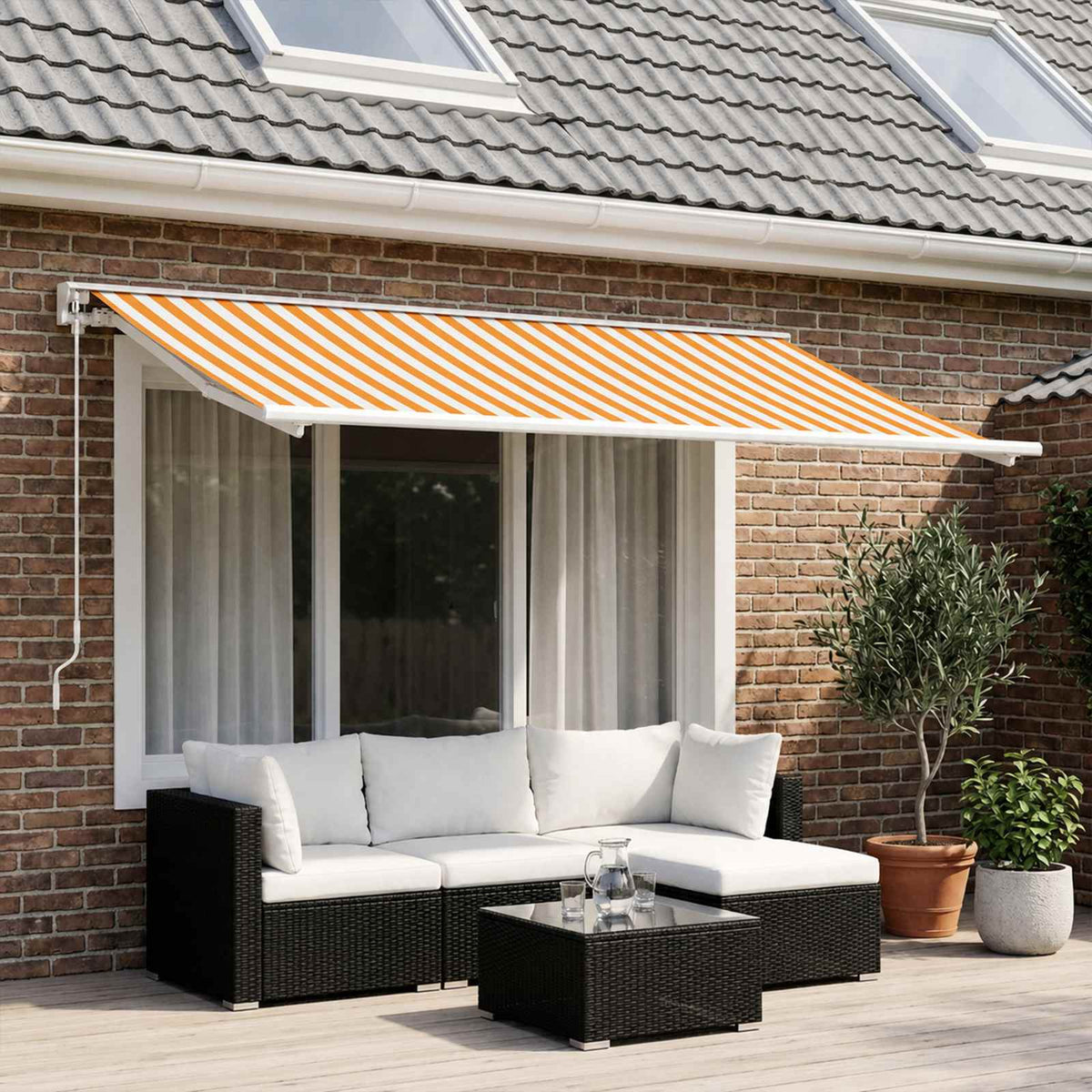 Awning Replacement Fabric Yellow and White 400 x 200 cm