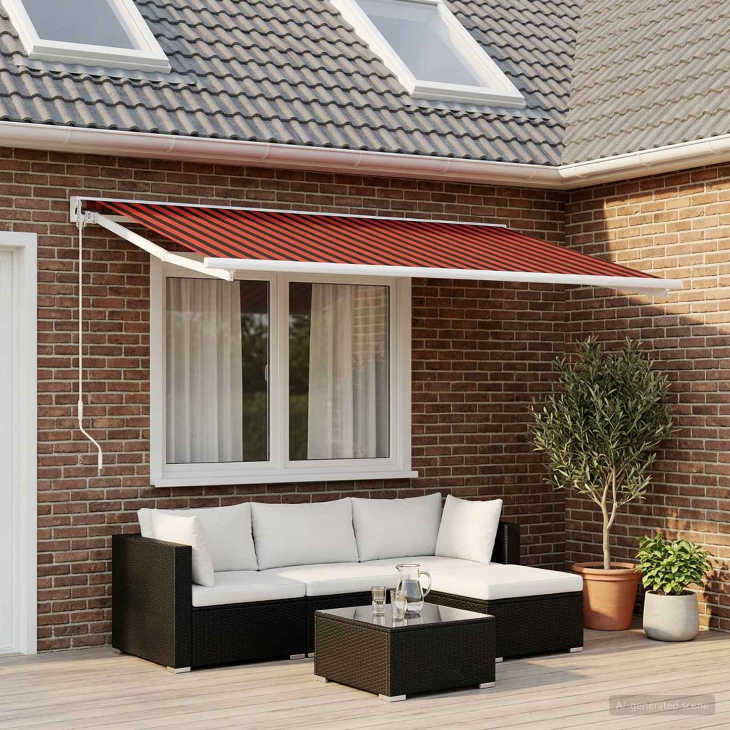Awning Replacement Fabric Orange and brown 450 x 350 cm