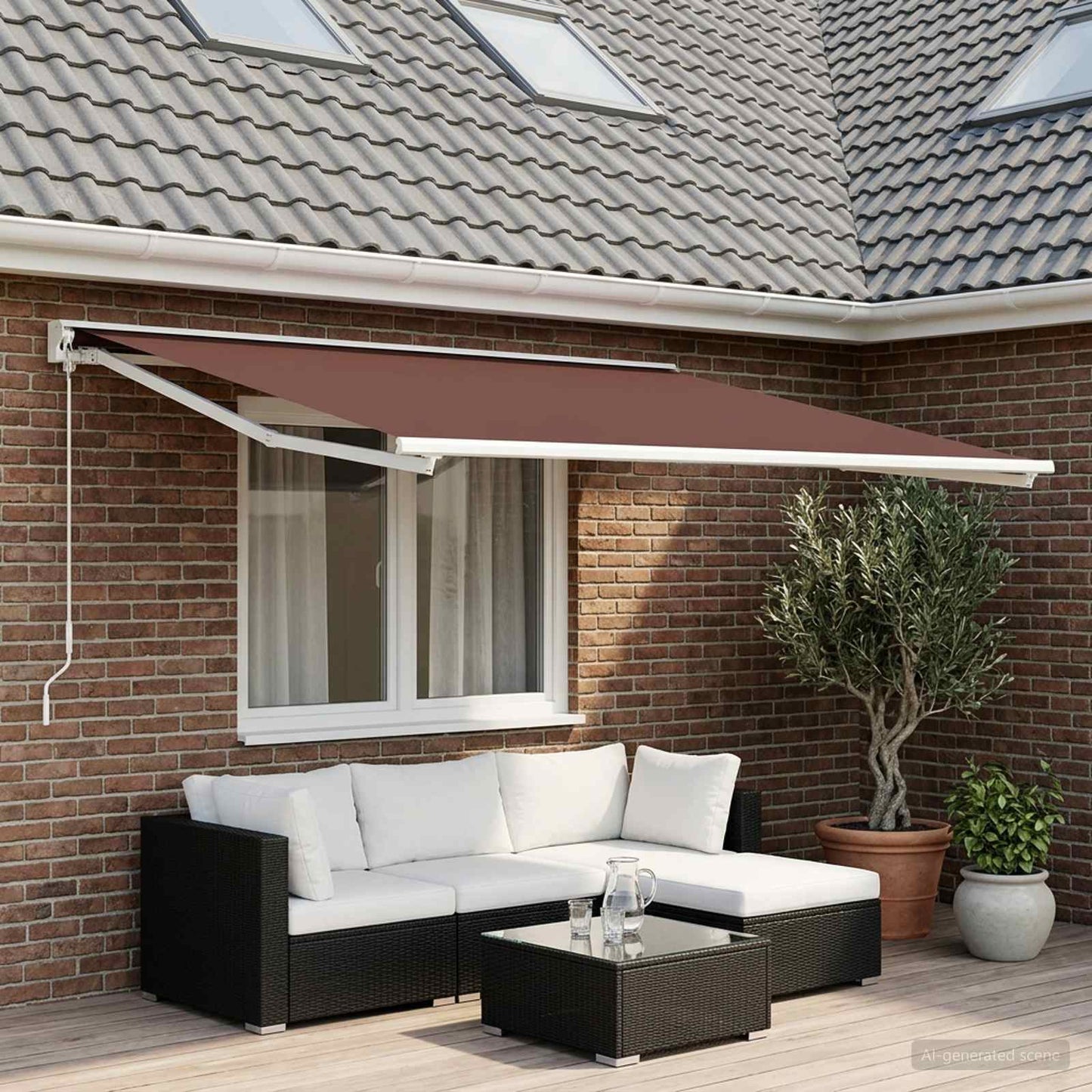 Awning Replacement Fabric Brown 400 x 350 cm Polyester