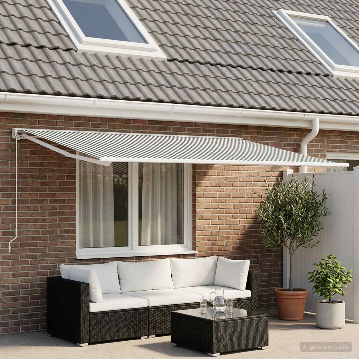 Awning Replacement Fabric Anthracite and White 250 x 200 cm