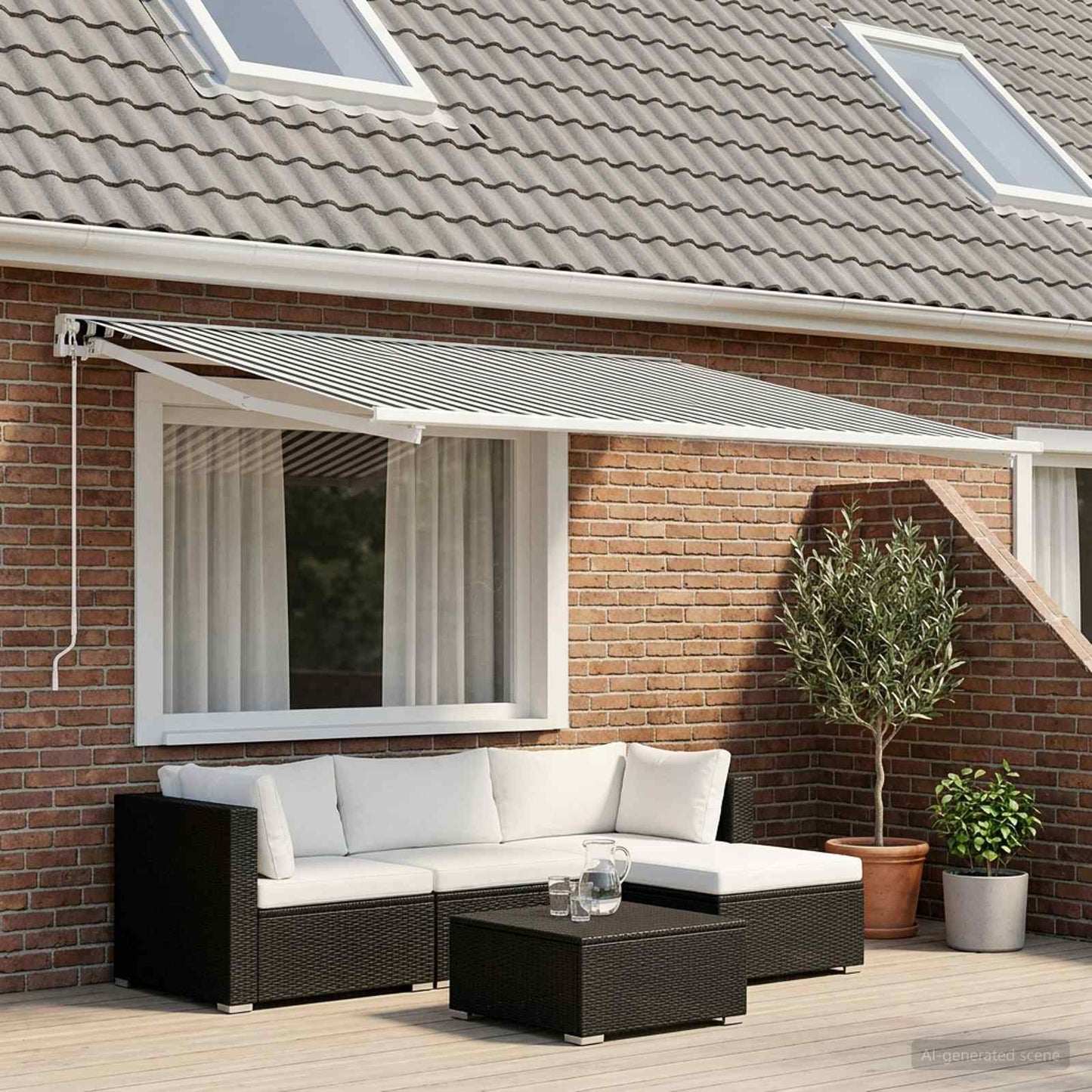 Awning Replacement Fabric Anthracite and White 400 x 350 cm