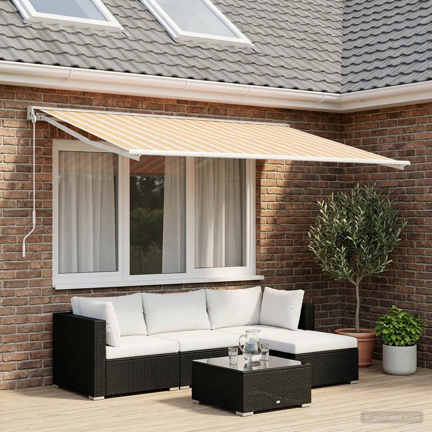Awning Replacement Fabric Blue and Orange 300 x 250 cm