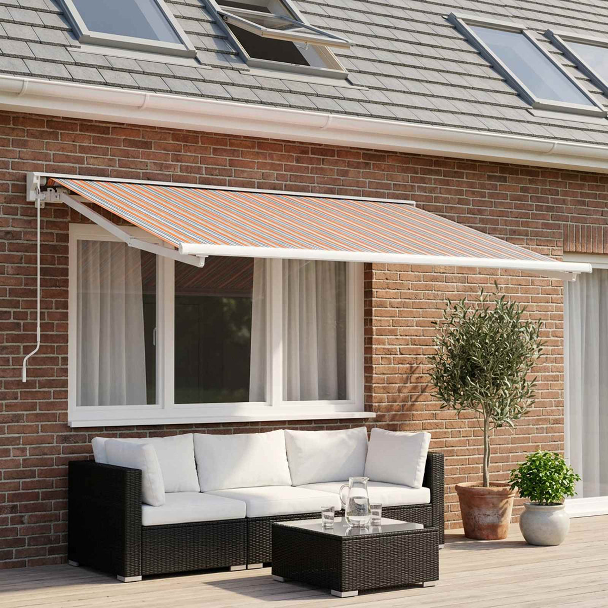 Awning Replacement Fabric Blue and Orange 350 x 250 cm