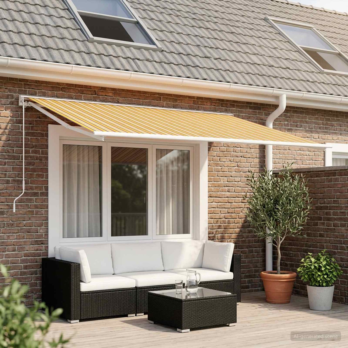 Awning Replacement Fabric Orange and Black 600 x 300 cm