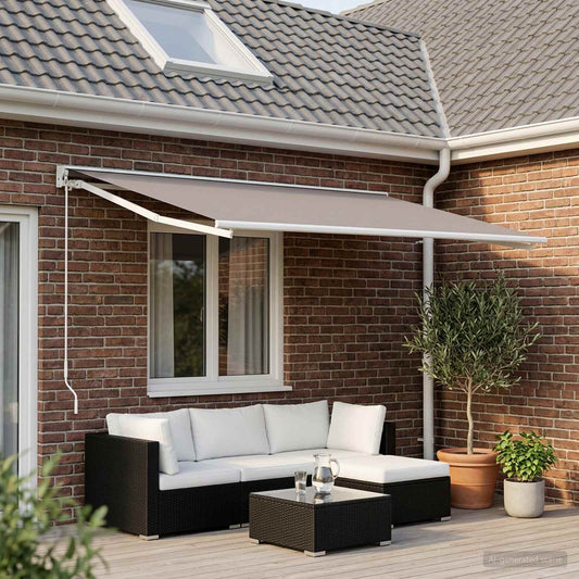Awning Replacement Fabric Light Grey 400 x 350 cm Polyester