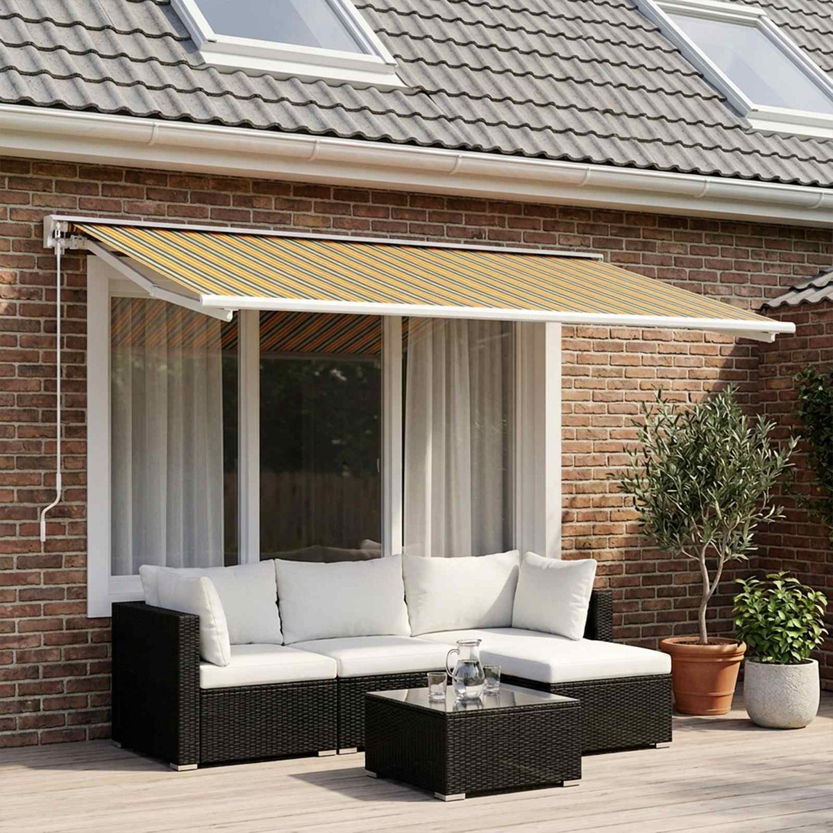 Awning Replacement Fabric Green and Yellow 600 x 300 cm