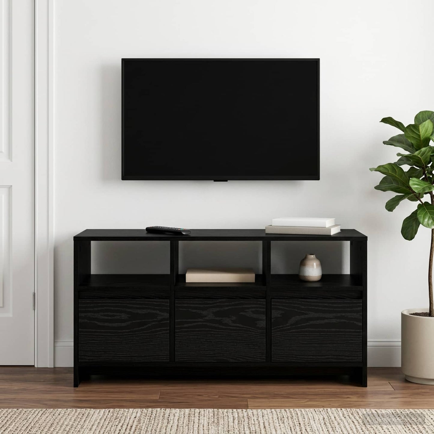 TV Cabinet 102 x 37.5 x 52.5 cm Black Oak Engineered Wood