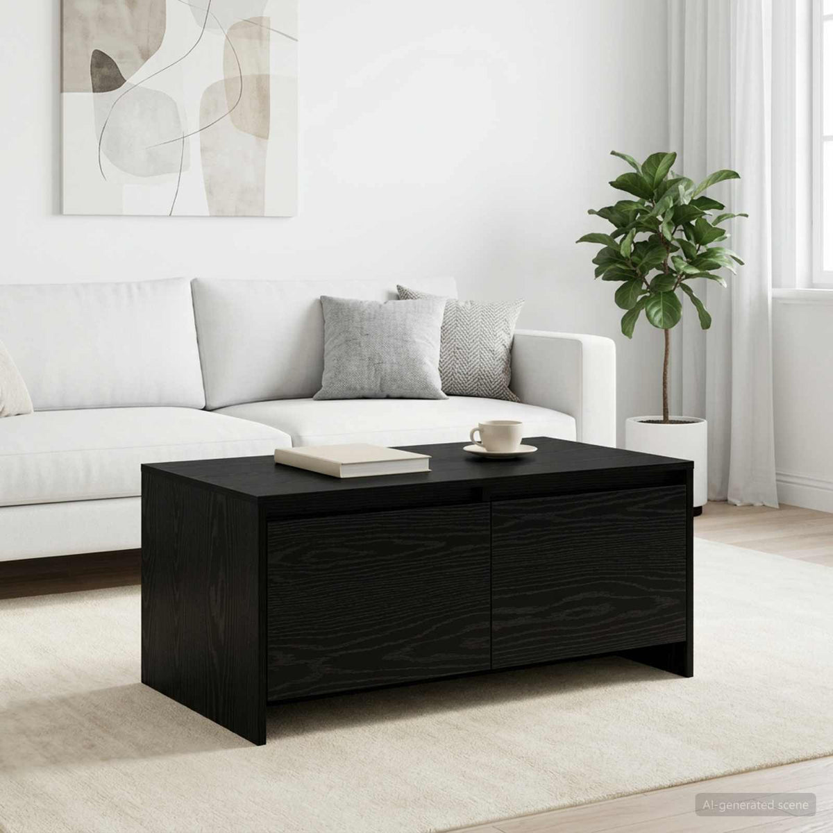 Coffee Table Black Oak 90 x 50 x 41.5 cm Engineered Wood