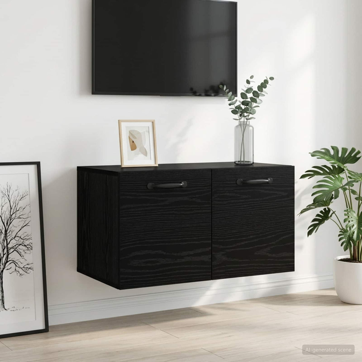 Wall Cabinet 60 x 36.5 x 35 cm Engineered Wood Black Oak