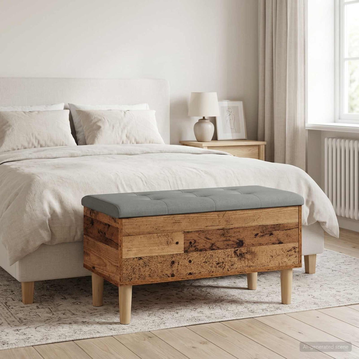Storage Bench with Cushion Old Wood 82 x 42 x 46 cm
