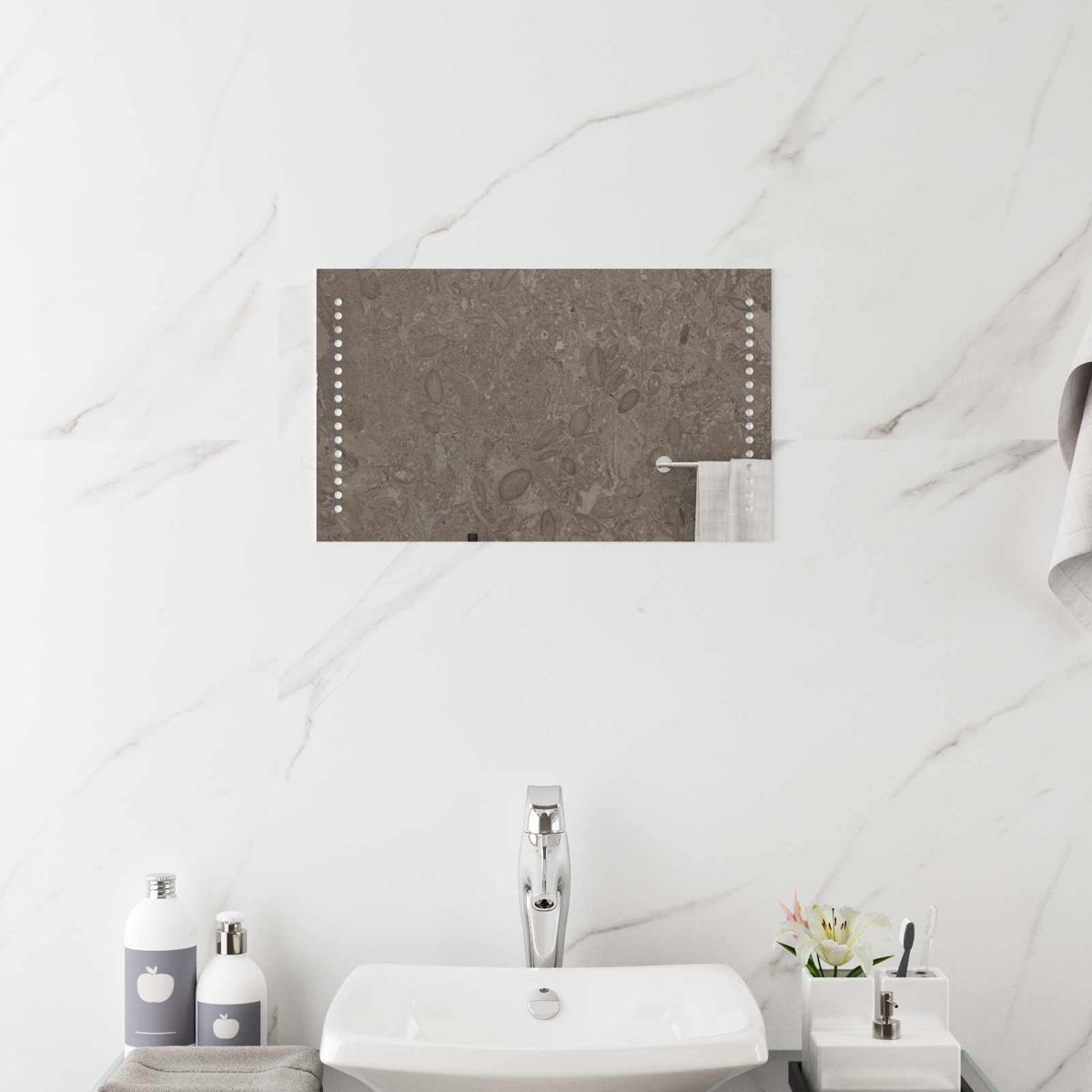 LED Bathroom Mirror Transparent 50 x 30 cm Tempered Glass