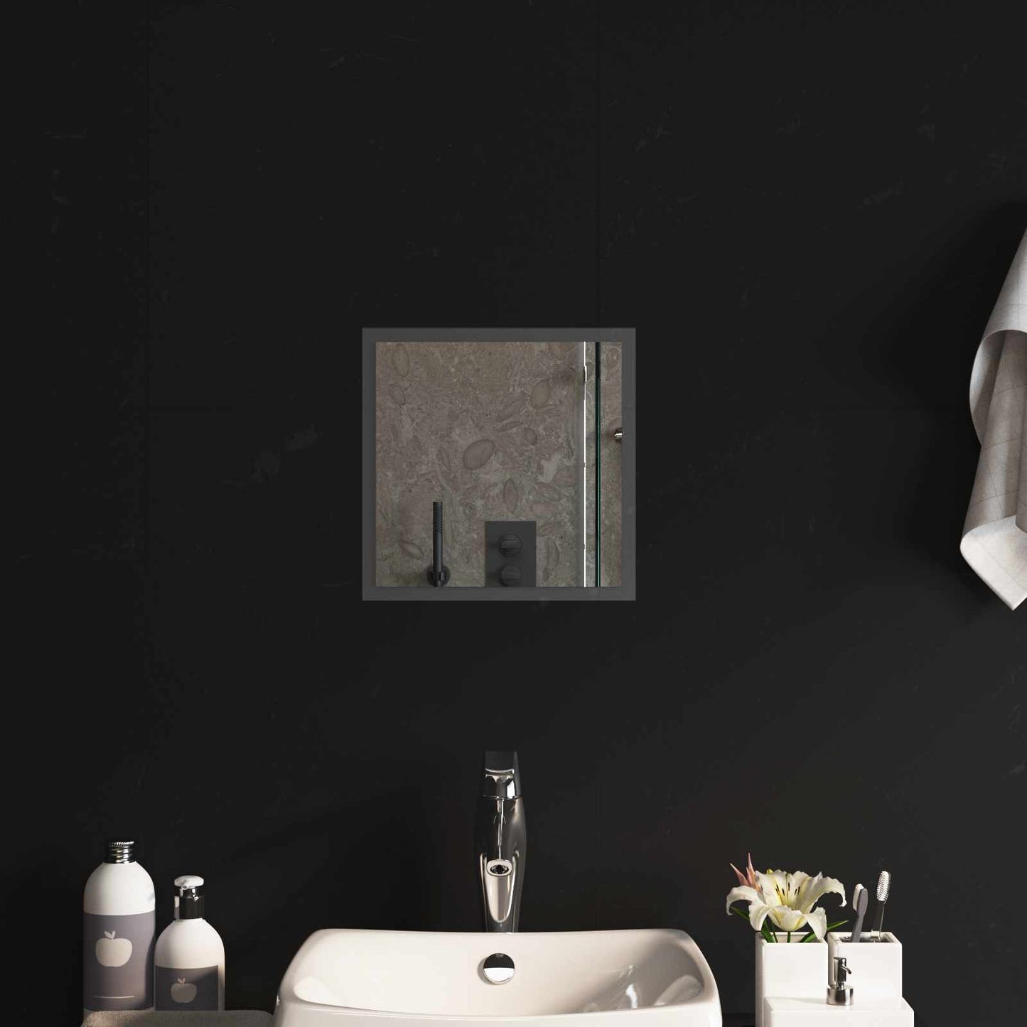 LED Bathroom Mirror Transparent 30 x 30 cm Tempered Glass