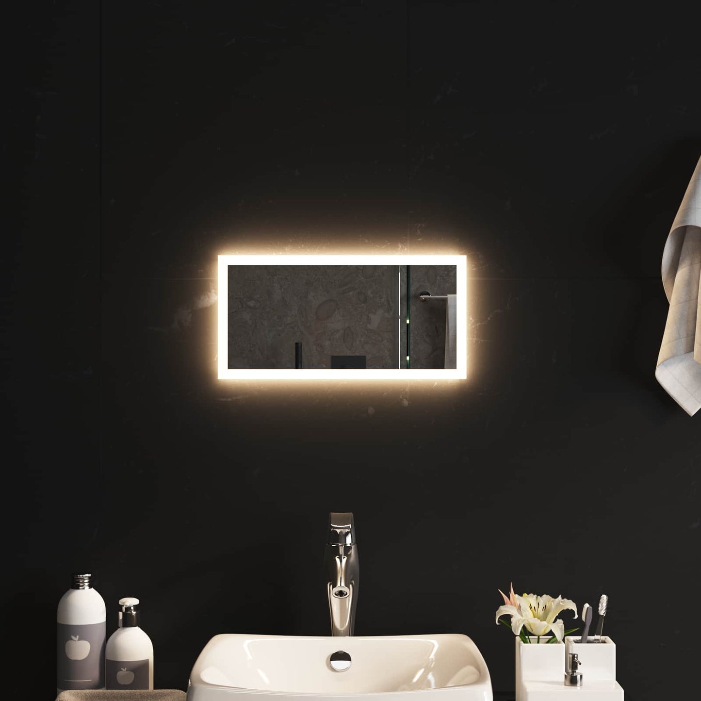 LED Bathroom Mirror Transparent 40 x 20 cm Tempered Glass