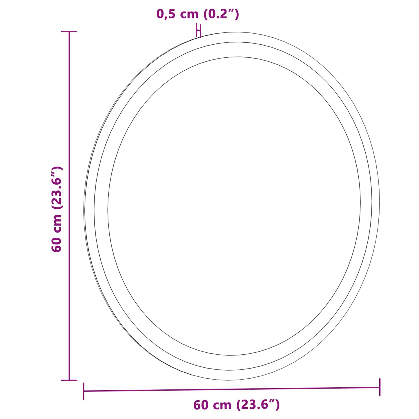 LED Bathroom Mirror Transparent Ø 60 cm Tempered Glass
