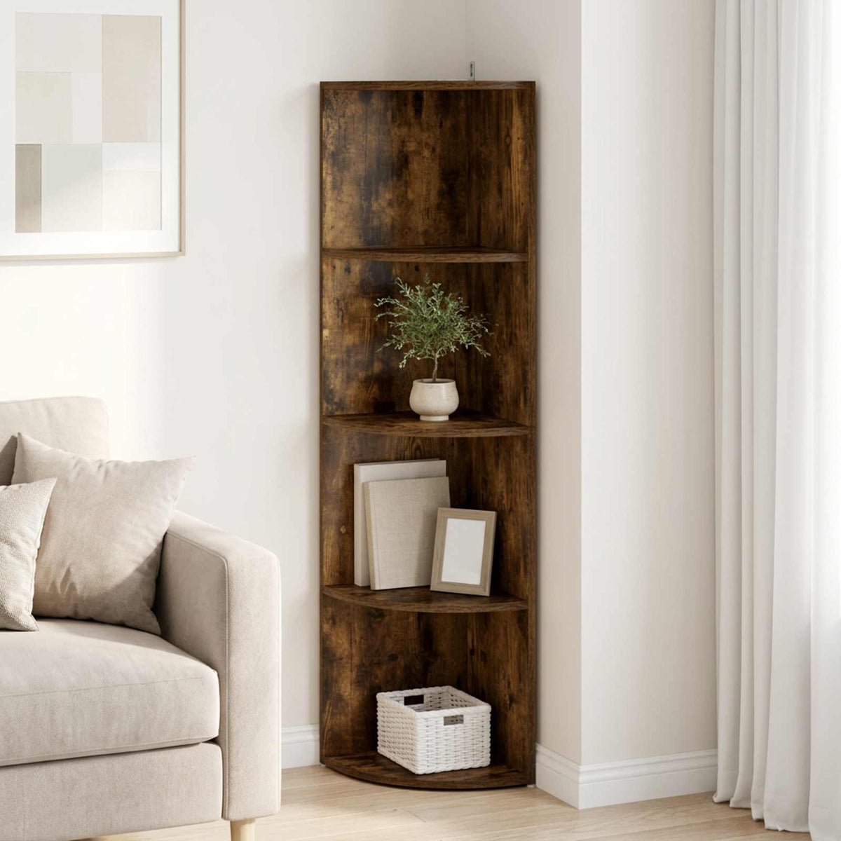 Corner Shelf 4-Tier 31.5 x 31 x 130 cm Engineered Wood