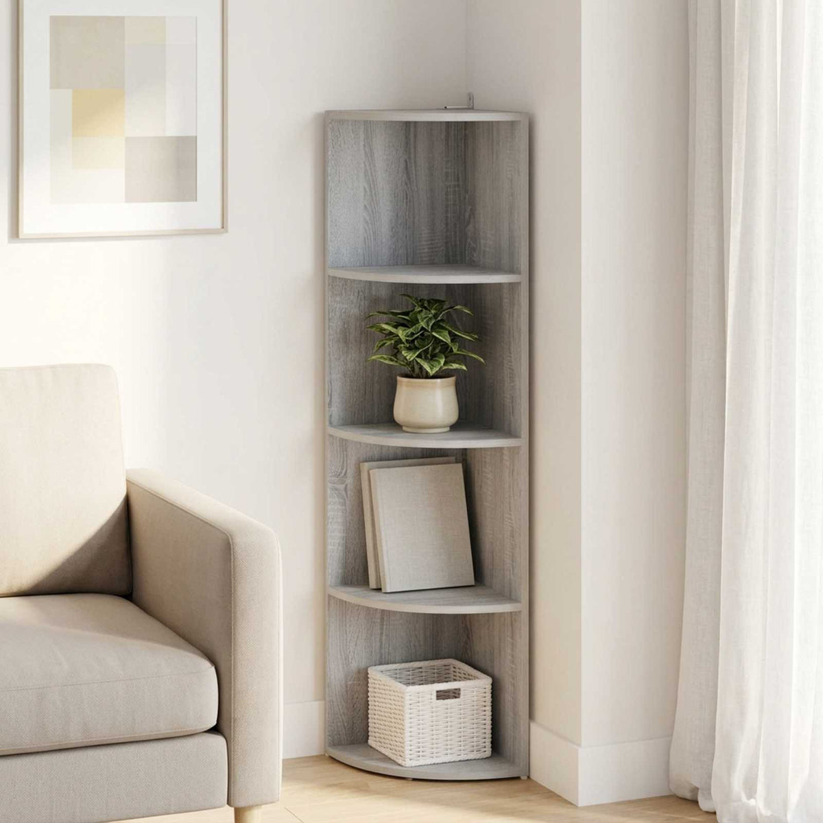 Corner Shelf 4-Tier 31.5 x 31 x 130 cm Engineered Wood