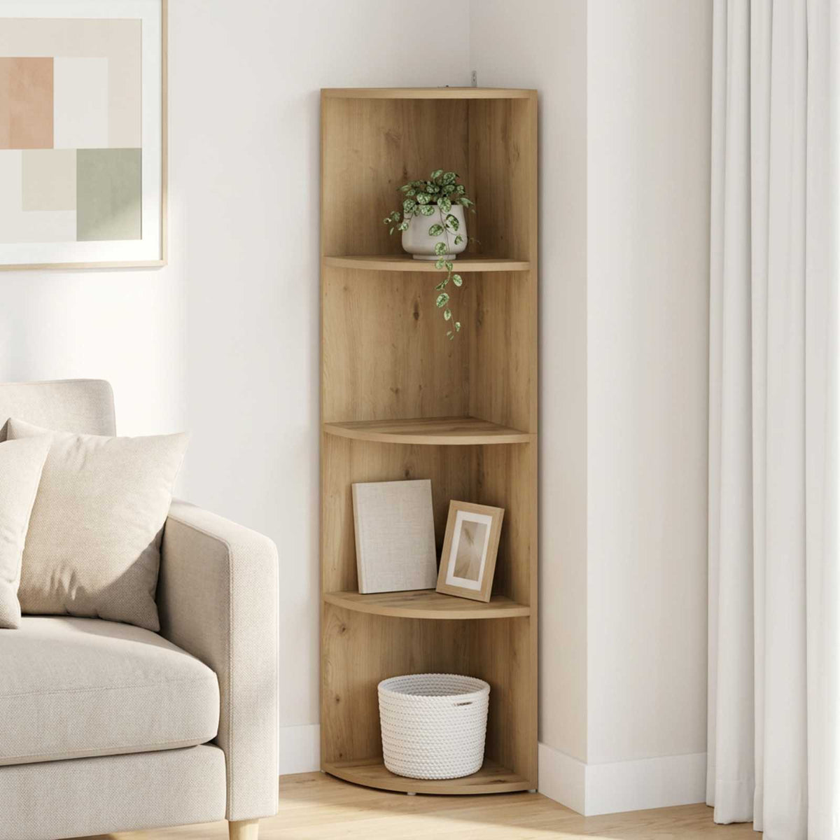 Corner Shelf 4-Tier 31.5 x 31 x 130 cm Engineered Wood