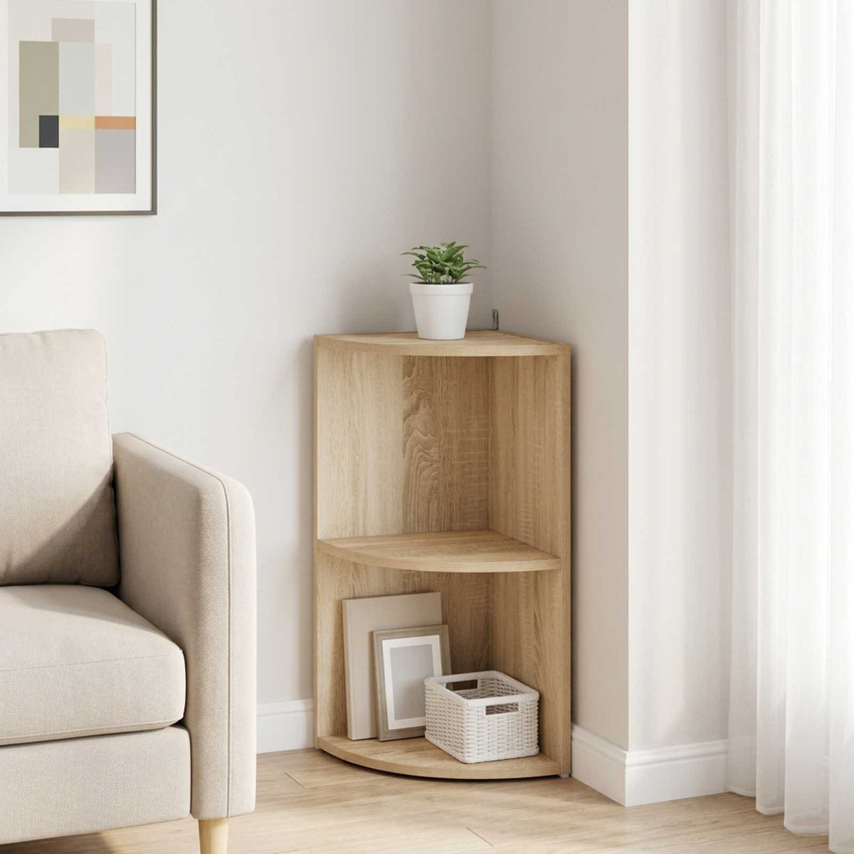Corner Shelf 2-Tier 31.5 x 31 x 66 cm Engineered Wood