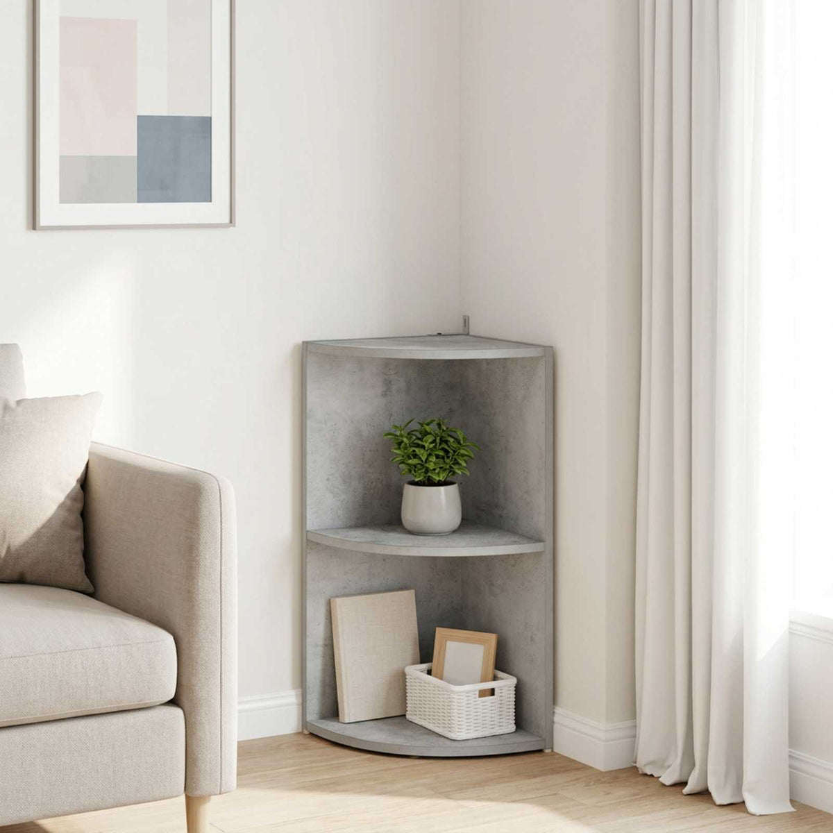 Corner Shelf 2-Tier 31.5 x 31 x 66 cm Engineered Wood