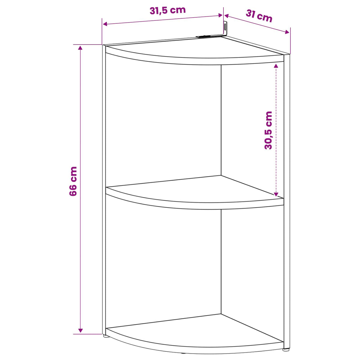 Corner Shelf 2-Tier 31.5 x 31 x 66 cm Engineered Wood