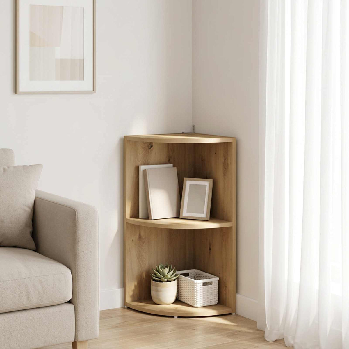 Corner Shelf 2-Tier 31.5 x 31 x 66 cm Engineered Wood