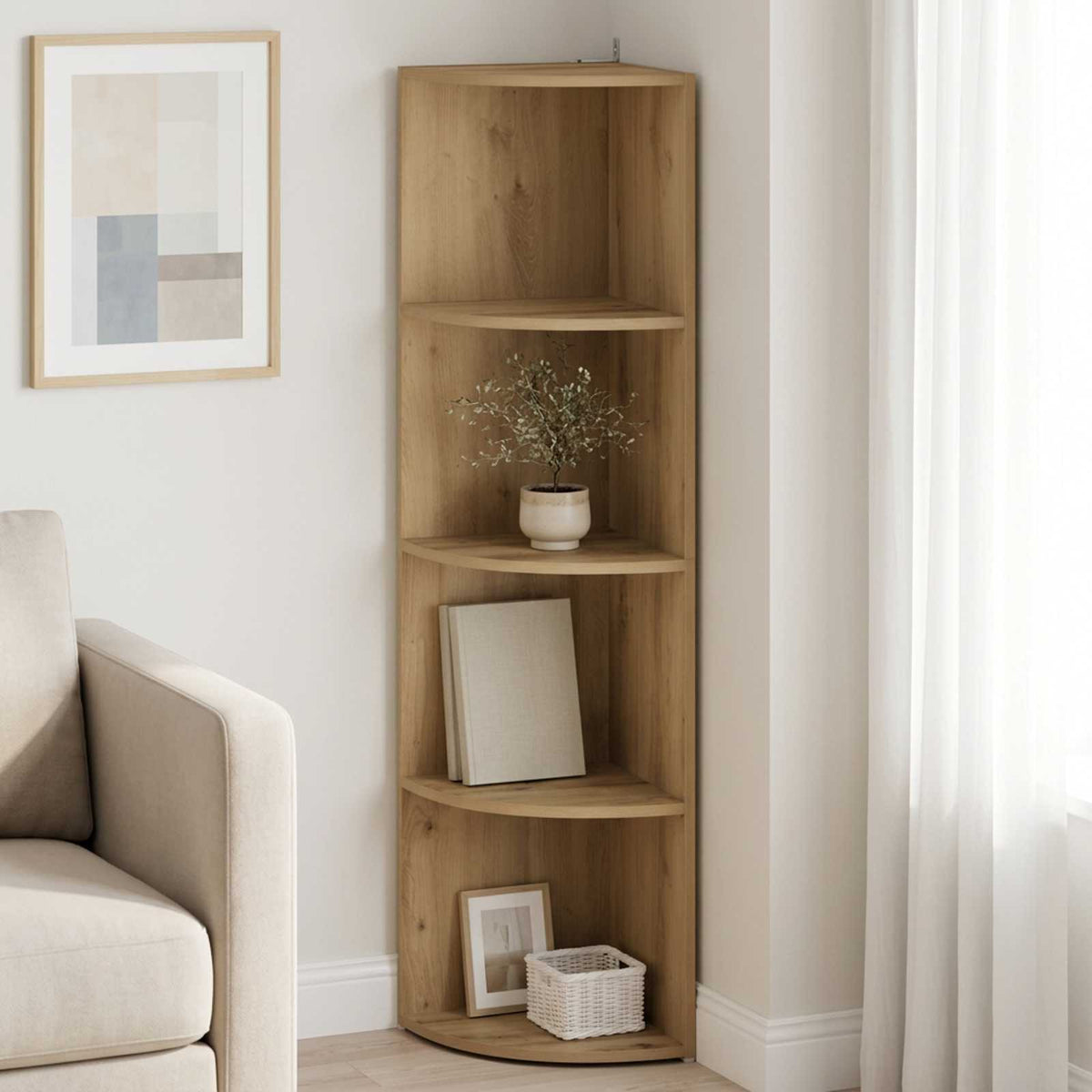 Corner Shelf 4-Tier 41.5 x 41.5 x 143 cm Engineered Wood