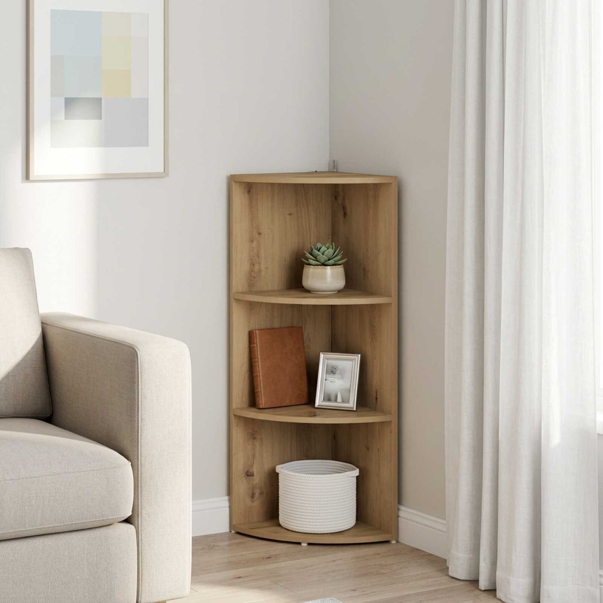 Corner Shelf 3-Tier 41.5 x 41.5 x 107.5 cm Engineered Wood