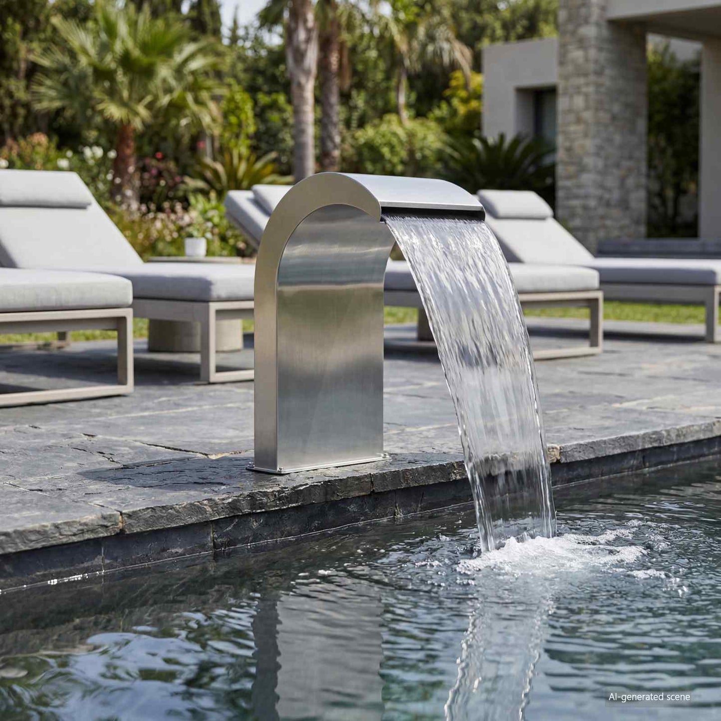 Pool Waterfall with LED Stainless Steel 304 45 x 32 x 65 cm