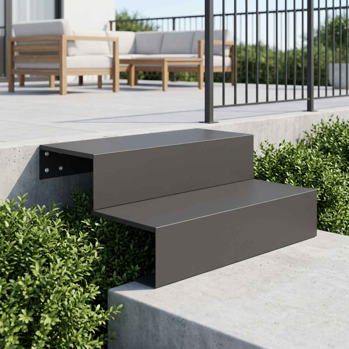 2-Step Garden Stairs 80.5 x 56.5 x 34 cm Steel Black