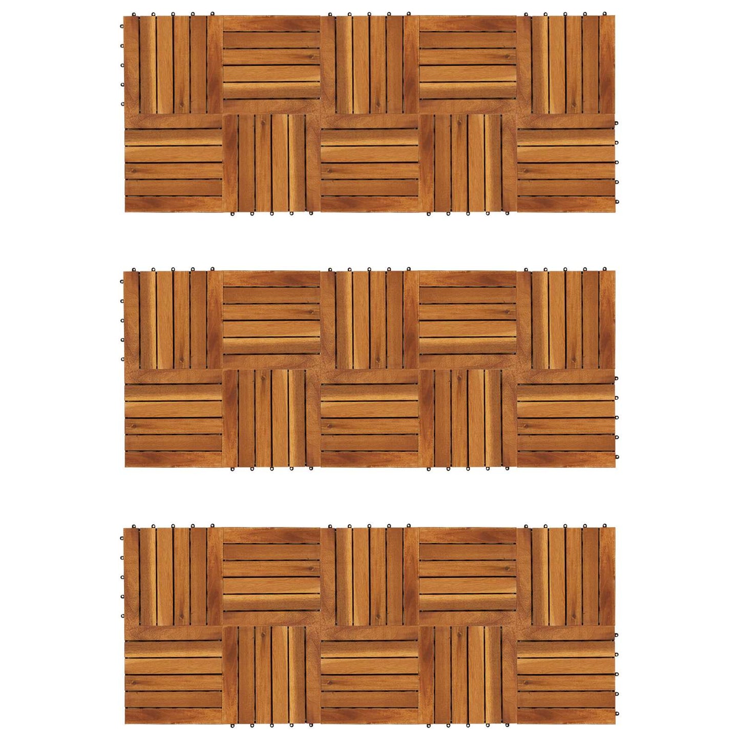 Decking Tile 30 pcs Brown 30 x 30 cm Acacia Hardwood