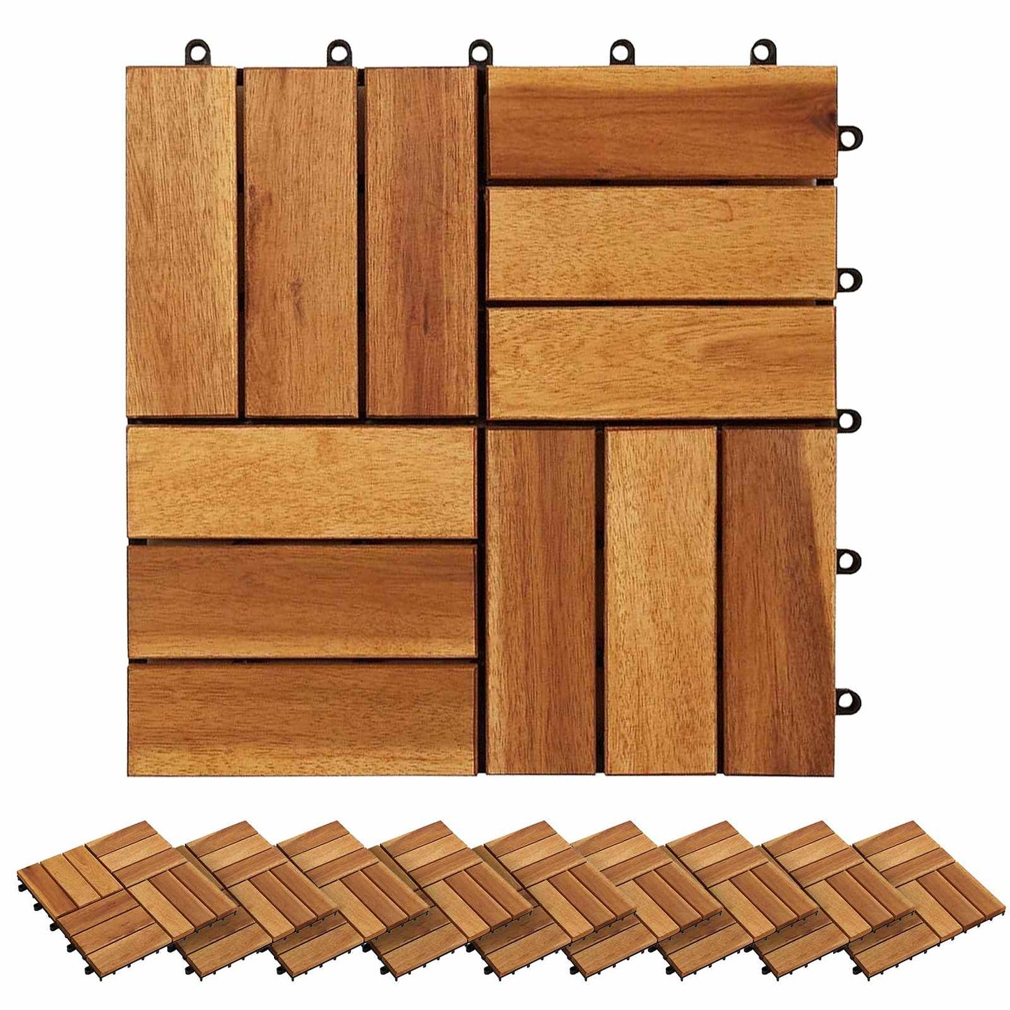 Decking Tile 20 pcs Brown 30 x 30 cm Acacia Hardwood