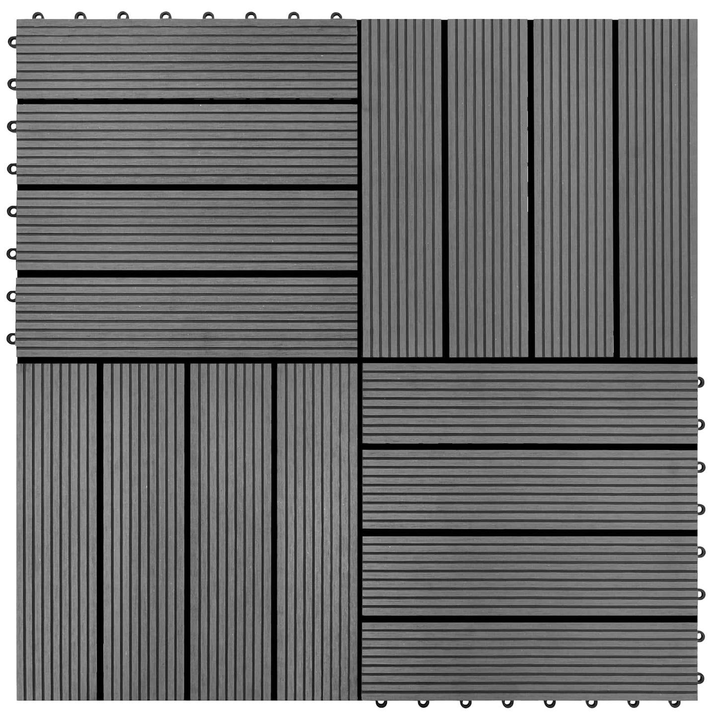 Decking Tile 22 pcs Grey 30 x 30 cm WPC